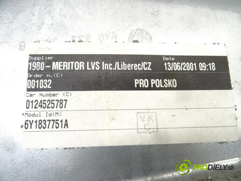 SKODA FABIA I (6Y2) 1999 - 2008    1.4 44 kW [60 KM] benzyna 2000 - 2002  mechanismus okna přední část levý 6Y1837751A