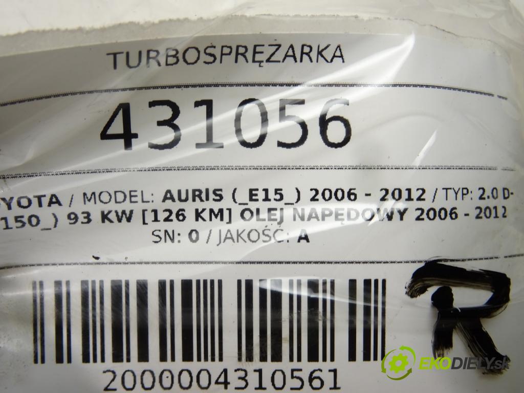 TOYOTA AURIS (_E15_) 2006 - 2012    2.0 D-4D (ADE150_) 93 kW [126 KM] olej napędowy 20  turbo 17201-26050 (Turbodúchadla (kompletní))