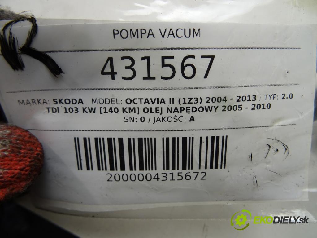 SKODA OCTAVIA II (1Z3) 2004 - 2013    2.0 TDI 103 kW [140 KM] olej napędowy 2005 - 2010  pumpa vakuová
