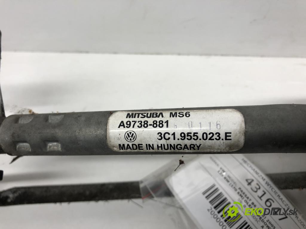 VW PASSAT B6 (3C2) 2005 - 2010    2.0 TDI 125 kW [170 KM] olej napędowy 2005 - 2010  Mechanizmus stieračov predný 3C1955023E (Motorčeky stieračov predné)