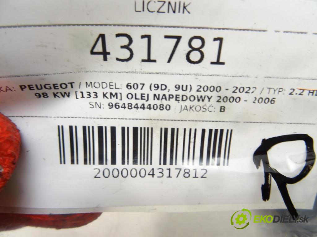 PEUGEOT 607 (9D, 9U) 2000 - 2022    2.2 HDi 98 kW [133 KM] olej napędowy 2000 - 2006  Prístrojovka 9648444080 (Prístrojové dosky, displeje)