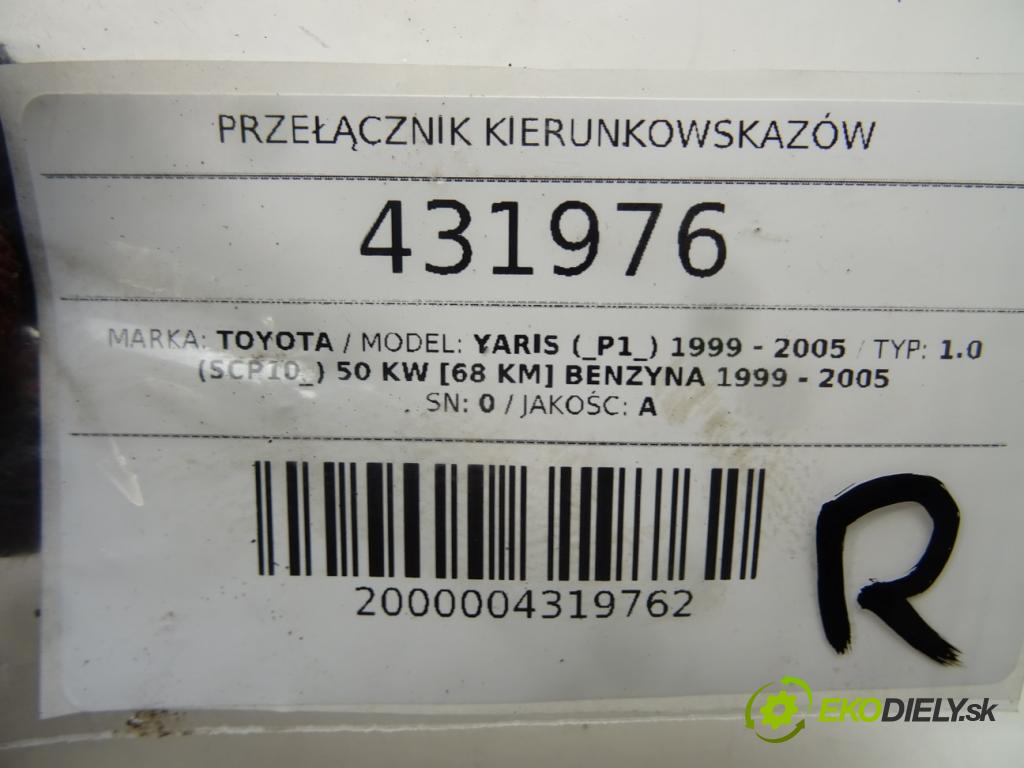 TOYOTA YARIS (_P1_) 1999 - 2005    1.0 (SCP10_) 50 kW [68 KM] benzyna 1999 - 2005  Prepínač smeroviek 1736481 (Prepínače, spínače, tlačidlá a ovládače kúrenia)