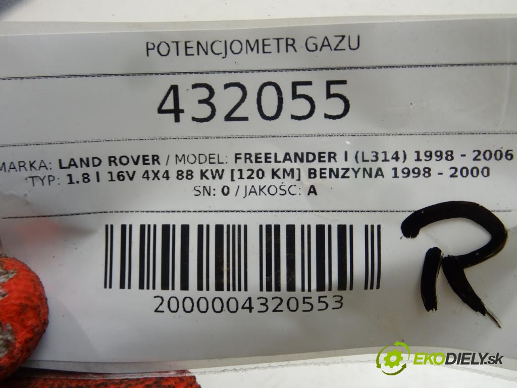 LAND ROVER FREELANDER I (L314) 1998 - 2006    1.8 i 16V 4x4 88 kW [120 KM] benzyna 1998 - 2000  Potenciometer plynového pedálu MHB101440 (Pedále)