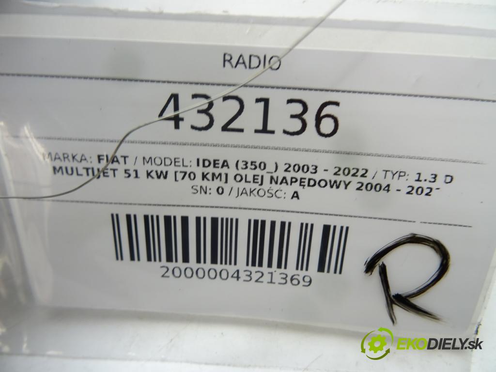 FIAT IDEA (350_) 2003 - 2022    1.3 D Multijet 51 kW [70 KM] olej napędowy 2004 -   RADIO  (Audio zariadenia)