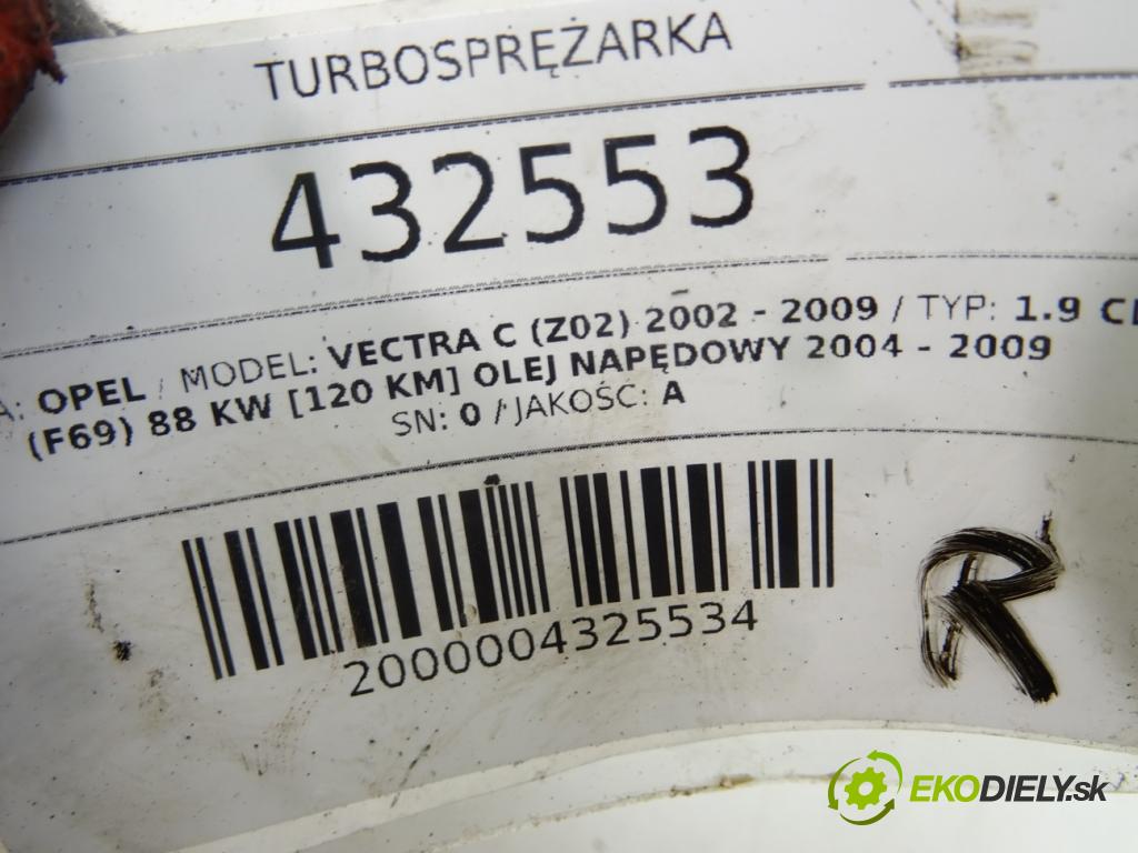 OPEL VECTRA C (Z02) 2002 - 2009    1.9 CDTI (F69) 88 kW [120 KM] olej napędowy 2004 -  Turbodúchadlo,turbo 55205474 (Turbodúchadlá (kompletné))