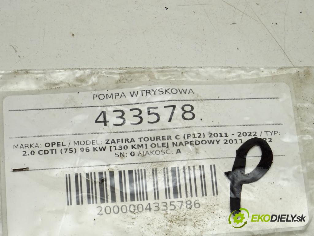 OPEL ZAFIRA TOURER C (P12) 2011 - 2022    2.0 CDTi (75) 96 kW [130 KM] olej napędowy 2011 -   Pumpa vstrekovacia A20DT (Vstrekovacie čerpadlá)