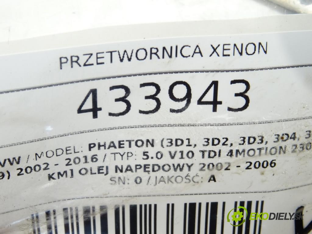 VW PHAETON (3D1, 3D2, 3D3, 3D4, 3D6, 3D7, 3D8, 3D9) 2002 - 2016    5.0 V10 TDI 4motion 230 kW [313 KM] olej napędowy   Menič XENON 3D0909157 (Riadiace jednotky xenónu)