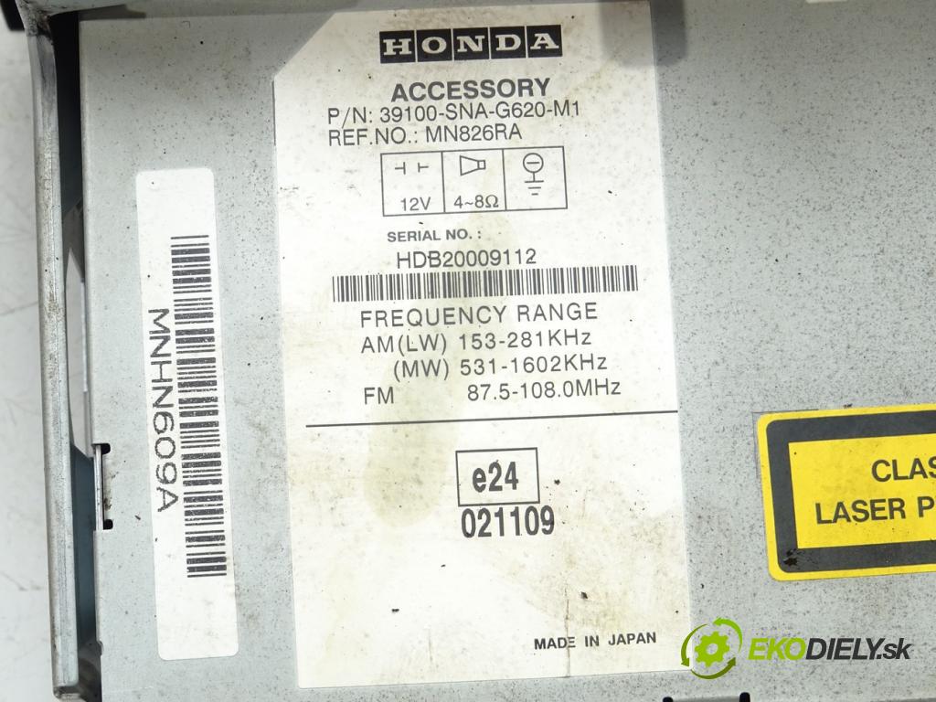 HONDA CIVIC VIII sedan (FD, FA) 2005 - 2022    1.8 (FD1, FD7) 103 kW [140 KM] benzyna 2005 - 2012  RADIO 39100-SNA-G620-M1 (Audio zariadenia)