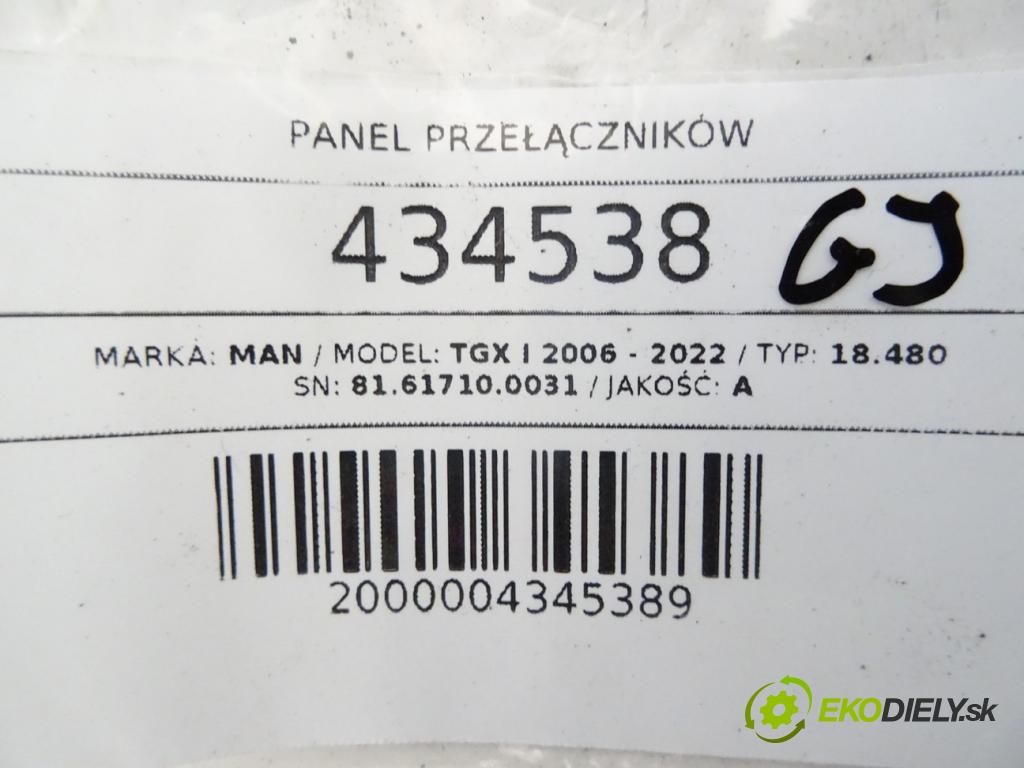 MAN TGX I 2006 - 2022    18.480  Panel prepínačov 81.61710.0031 (Prepínače, spínače, tlačidlá a ovládače kúrenia)