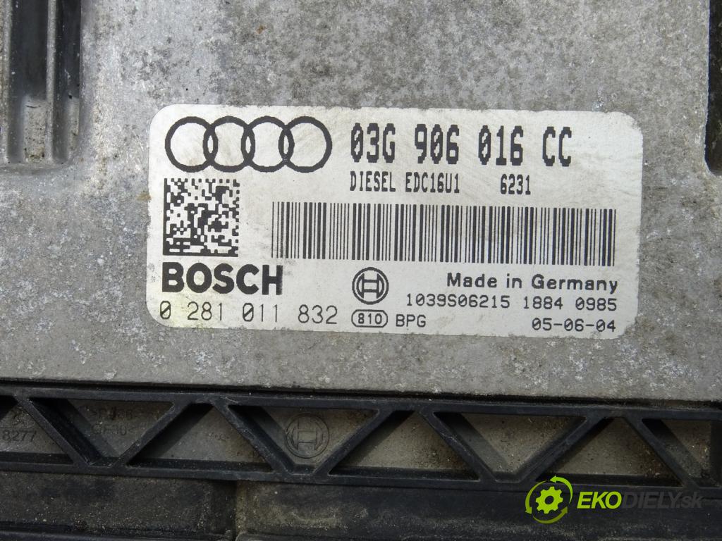 AUDI A3 (8P1) 2003 - 2013    1.9 TDI 77 kW [105 KM] olej napędowy 2003 - 2010  riadiaca jednotka Motor 03G906016CC (Riadiace jednotky)