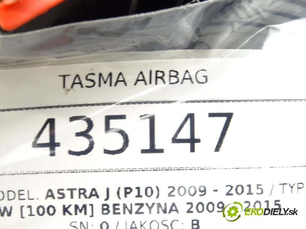OPEL ASTRA J (P10) 2009 - 2015    1.4 (68) 74 kW [100 KM] benzyna 2009 - 2015  kroužek slimák airbag 22835083 (Airbagy)