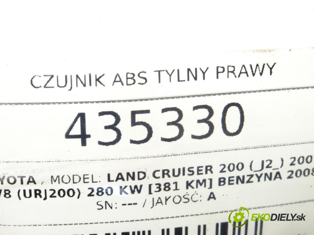 TOYOTA LAND CRUISER 200 (_J2_) 2007 - 2022    5.7 V8 (URJ200) 280 kW [381 KM] benzyna 2008 - 202  snímač ABS zadní část pravý 89542-60050 (Snímače ABS)