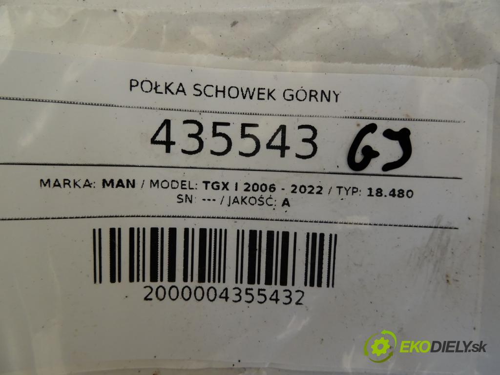 MAN TGX I 2006 - 2022 18.480 Pláto Priehradka, kastlík horný