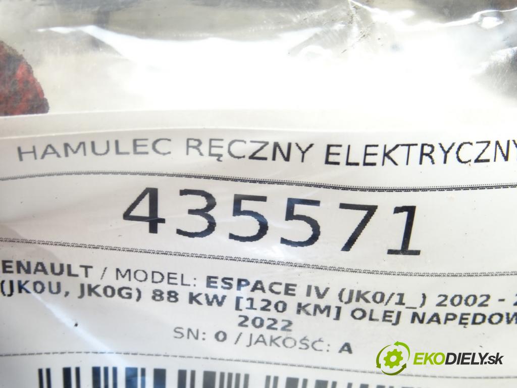 RENAULT ESPACE IV (JK0/1_) 2002 - 2022    1.9 dCi (JK0U, JK0G) 88 kW [120 KM] olej napędowy   BRZDA: ruční elektrický  (Ruční brzdy)