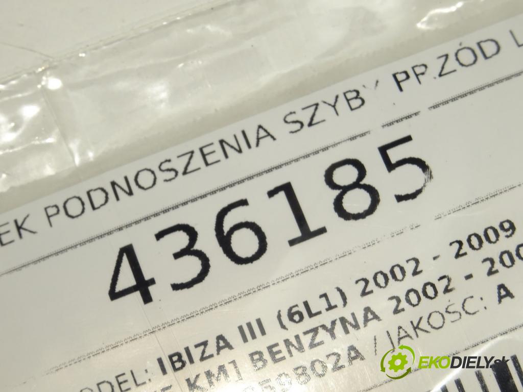 SEAT IBIZA III (6L1) 2002 - 2009    1.4 16V 55 kW [75 KM] benzyna 2002 - 2007  Motorček sťahovania okna predný ľavy 6Q2959802A (Ostatné)