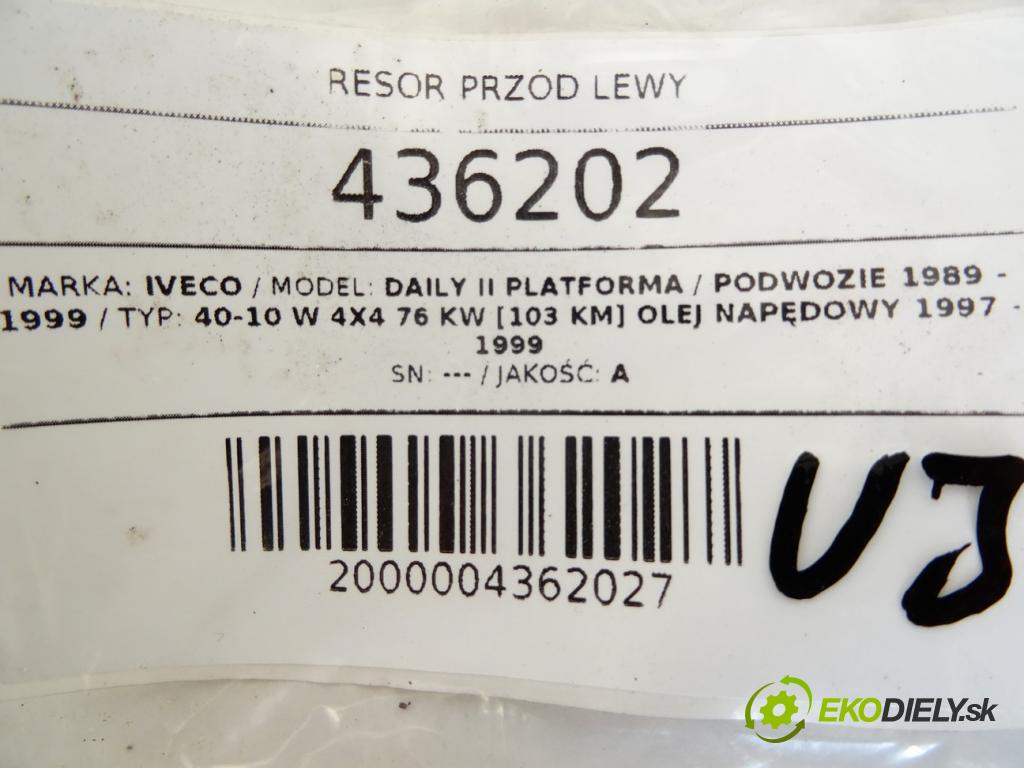 IVECO DAILY II Platforma / podwozie 1989 - 1999    40-10 W 4x4 76 kW [103 KM] olej napędowy 1997 - 19  Listové pero predný ľavy