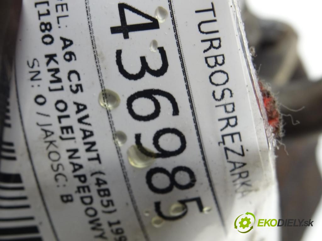 AUDI A6 C5 Avant (4B5) 1997 - 2005    2.5 TDI 132 kW [180 KM] olej napędowy 2000 - 2005  Turbodúchadlo,turbo GT2052V (Turbodúchadlá (kompletné))