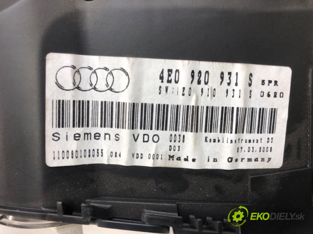AUDI A8 D3 (4E2, 4E8) 2002 - 2010    3.0 TDI quattro 171 kW [233 KM] olej napędowy 2003  Prístrojovka 4E0920931S (Prístrojové dosky, displeje)