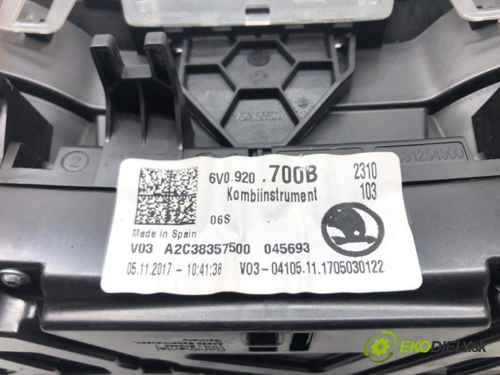 SKODA FABIA III (NJ3) 2014 - 2022    1.0 55 kW [75 KM] benzyna 2014 - 2022  Prístrojovka 6V0920700B (Prístrojové dosky, displeje)