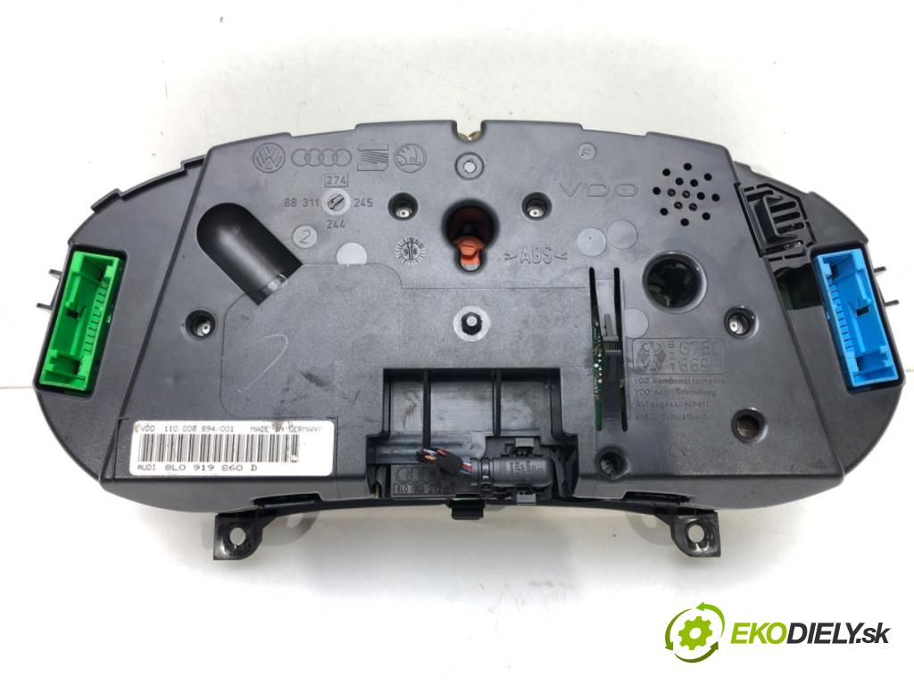 AUDI A3 (8L1) 1996 - 2006    1.9 TDI 81 kW [110 KM] olej napędowy 1997 - 2001  Prístrojovka 8L0919860D (Prístrojové dosky, displeje)