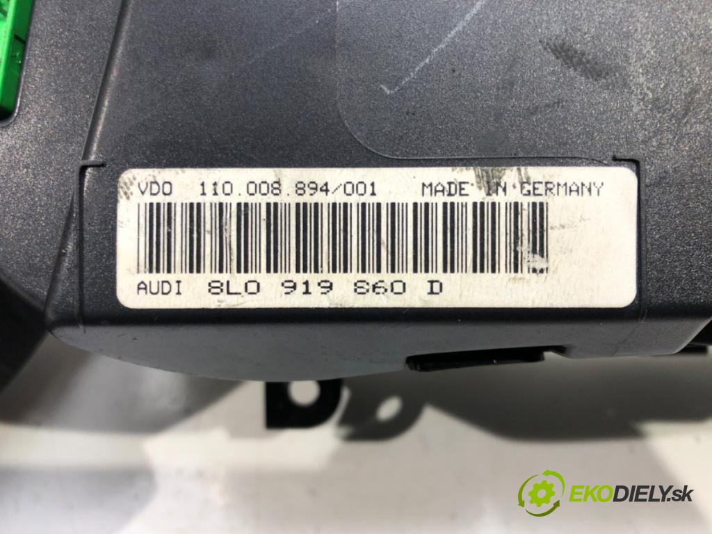 AUDI A3 (8L1) 1996 - 2006    1.9 TDI 81 kW [110 KM] olej napędowy 1997 - 2001  Prístrojovka 8L0919860D (Prístrojové dosky, displeje)