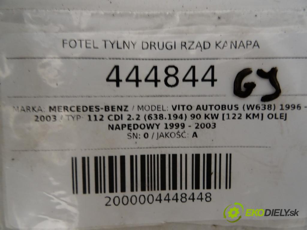 MERCEDES-BENZ VITO Autobus (W638) 1996 - 2003    112 CDI 2.2 (638.194) 90 kW [122 KM] olej napędowy  Sedadlo zadný druhý RIADOK: Sedadlo
