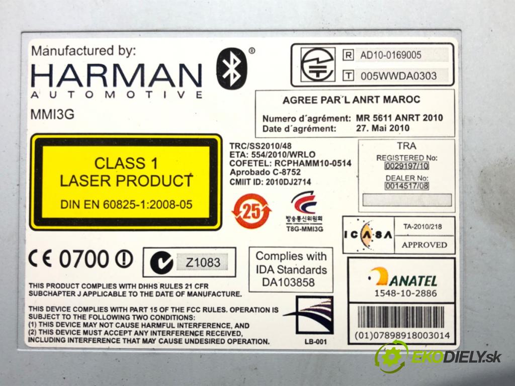 AUDI A6 C7 (4G2, 4GC) 2010 - 2018    3.0 TDI 150 kW [204 KM] olej napędowy 2010 - 2018  RADIO 4G0035670H (Audio zariadenia)