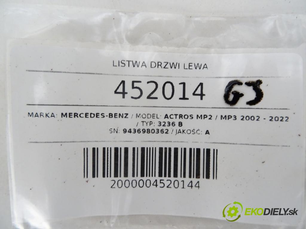 MERCEDES-BENZ ACTROS MP2 / MP3 2002 - 2022    3236 B  Lišta Dvere ľavá strana 9436980362 (Lišty)