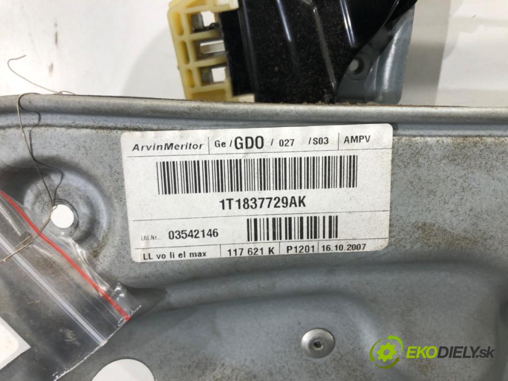 VW TOURAN (1T1, 1T2) 2003 - 2010    1.9 TDI 77 kW [105 KM] olej napędowy 2003 - 2010  mechanismus okna přední část levý 1T0959701E