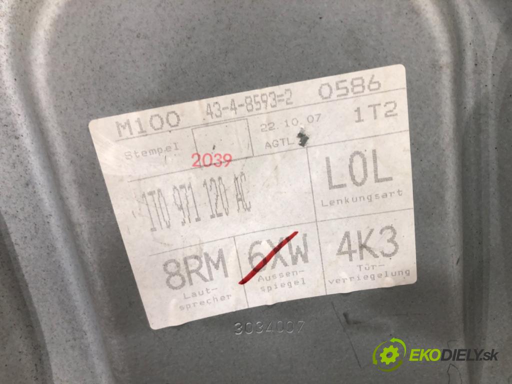 VW TOURAN (1T1, 1T2) 2003 - 2010    1.9 TDI 77 kW [105 KM] olej napędowy 2003 - 2010  mechanismus okna přední část levý 1T0959701E