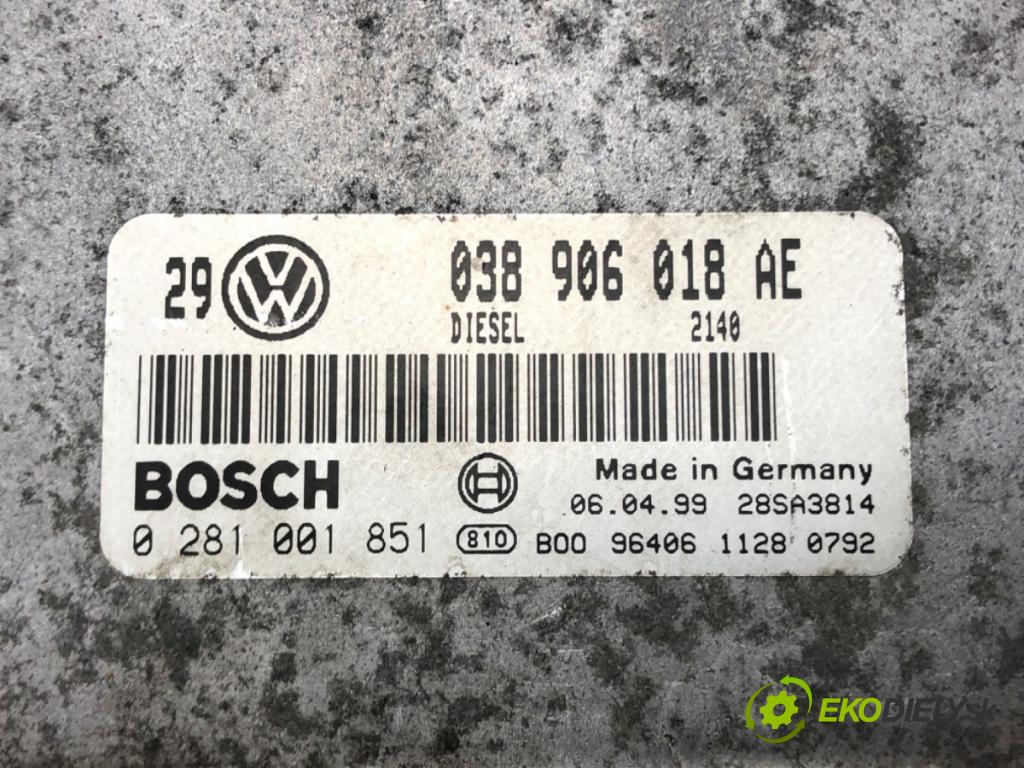 VW GOLF IV (1J1) 1997 - 2008    1.9 TDI 66 kW [90 KM] olej napędowy 1997 - 2004  riadiaca jednotka Motor 038906018AE (Riadiace jednotky)