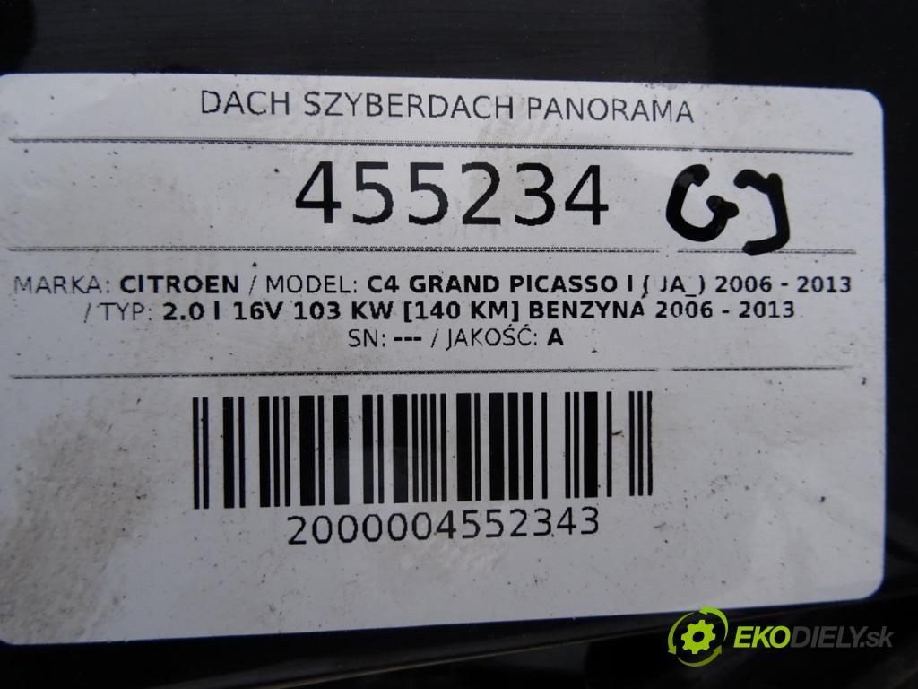 CITROEN C4 GRAND PICASSO I (UA_) 2006 - 2013    2.0 i 16V 103 kW [140 KM] benzyna 2006 - 2013  střecha střešní okno PANORÁMA