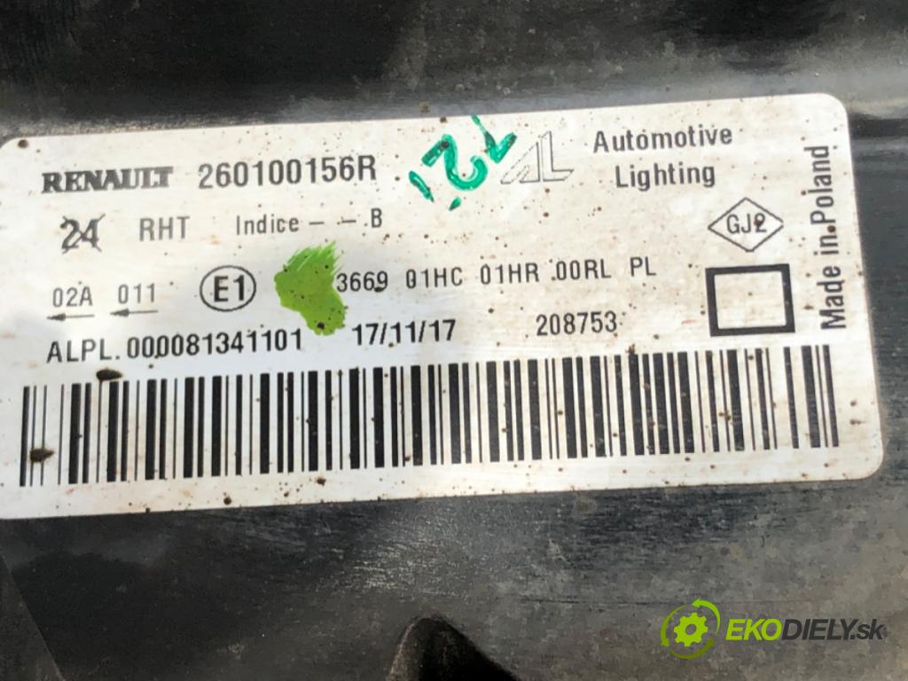 DACIA DUSTER (HS_) 2010 - 2018    1.6 SCe 115 84 kW [115 KM] benzyna 2015 - 2018  Svetlomet pravy 260100156R (Pravé)