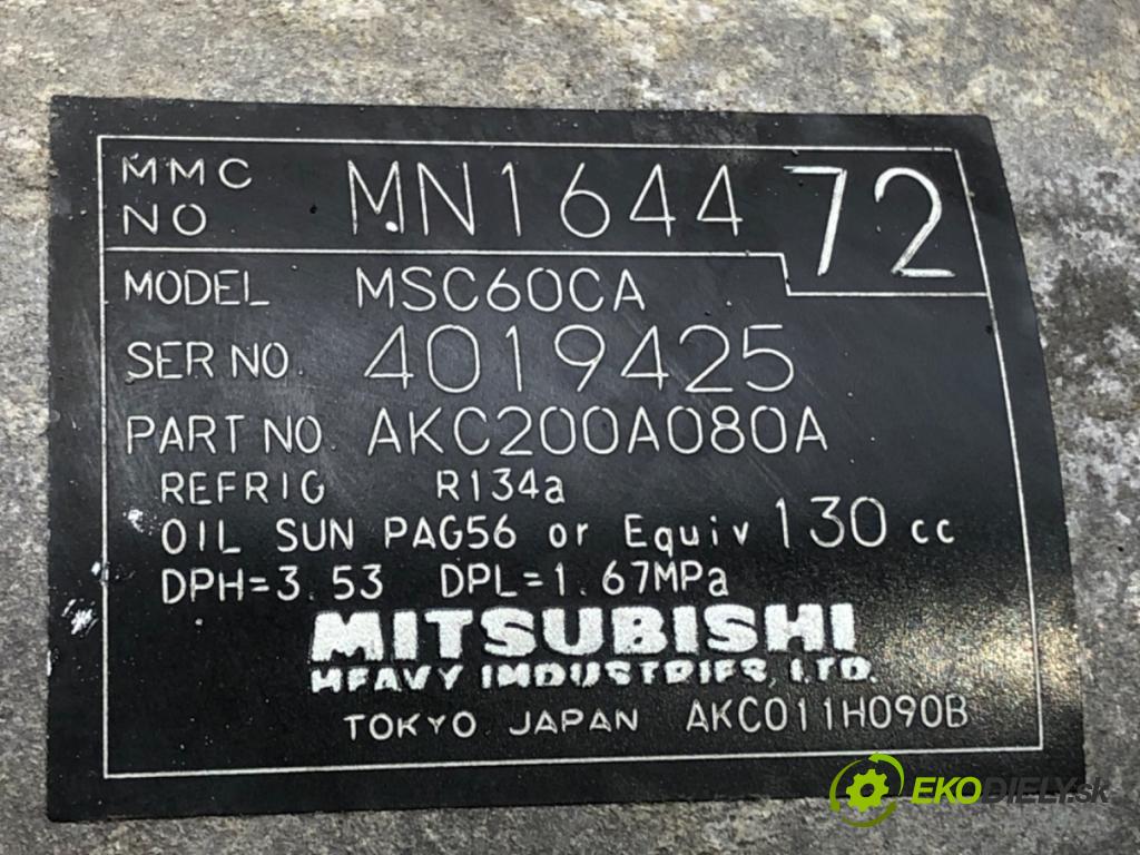 MITSUBISHI COLT VI (Z3_A, Z2_A) 2002 - 2012    1.1 55 kW [75 KM] benzyna 2004 - 2012  Kompresor klimatizácie AKC200A080A (Kompresory klimatizácie)