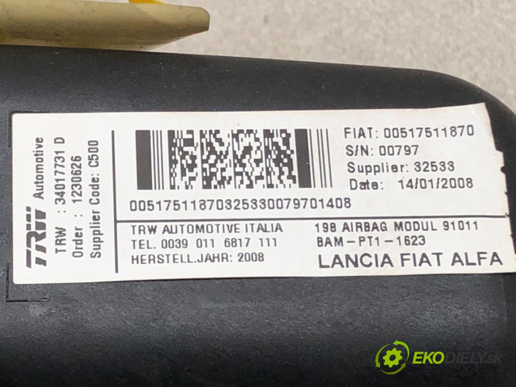 FIAT BRAVO II (198_) 2006 - 2022    1.9 D Multijet (198AXB1A) 88 kW [120 KM] olej napę  AirBag spolujazdca 00517511870 (Airbagy)