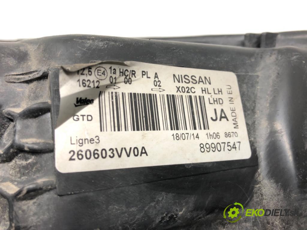 NISSAN NOTE (E12) 2012 - 2022    1.5 dCi 66 kW [90 KM] olej napędowy 2013 - 2022  Svetlomet ľavy 260603VV0A (Ostatné)