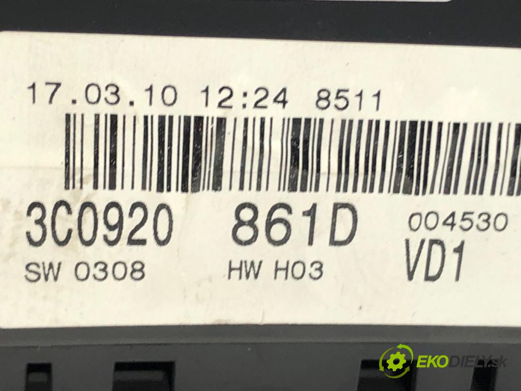 VW PASSAT B6 (3C2) 2005 - 2010    1.4 TSI 90 kW [122 KM] benzyna 2007 - 2010  Prístrojovka 3C0920861D (Prístrojové dosky, displeje)