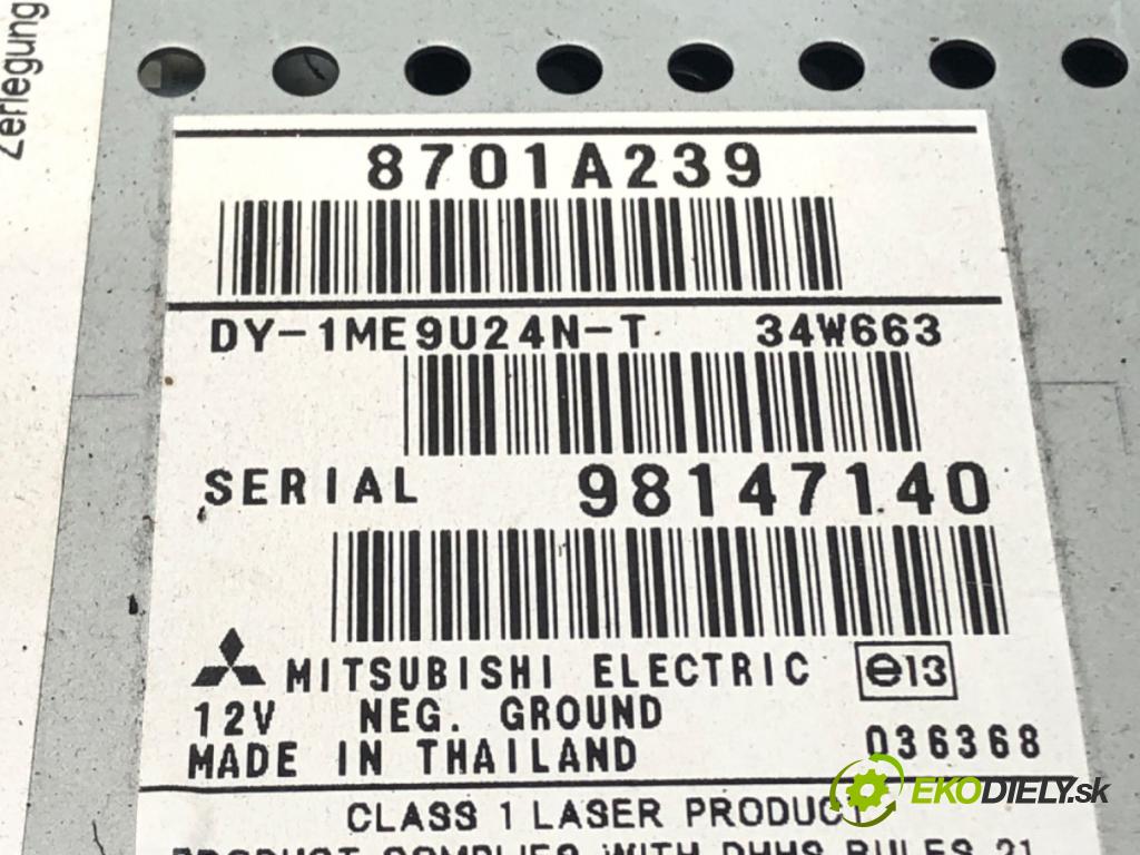MITSUBISHI COLT VI (Z3_A, Z2_A) 2002 - 2012    1.1 55 kW [75 KM] benzyna 2004 - 2012  RADIO 8701A239 (Audio zariadenia)