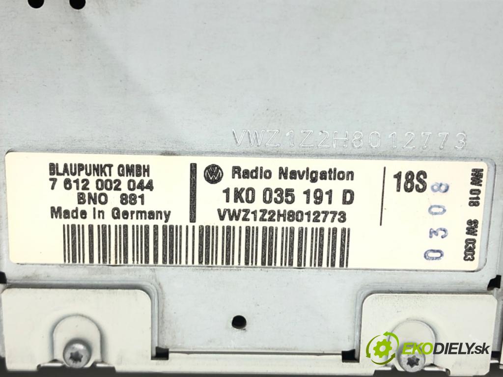 VW PASSAT B6 Variant (3C5) 2005 - 2011    2.0 TDI 103 kW [140 KM] olej napędowy 2005 - 2009  RADIO 1K0035191D (Audio zariadenia)