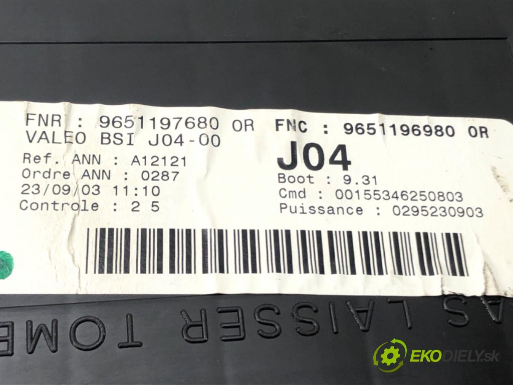 PEUGEOT 307 SW (3H) 2002 - 2009    1.6 16V 80 kW [109 KM] benzyna 2002 - 2008  Modul BSI 9651196980 (Poistkové skrinky)