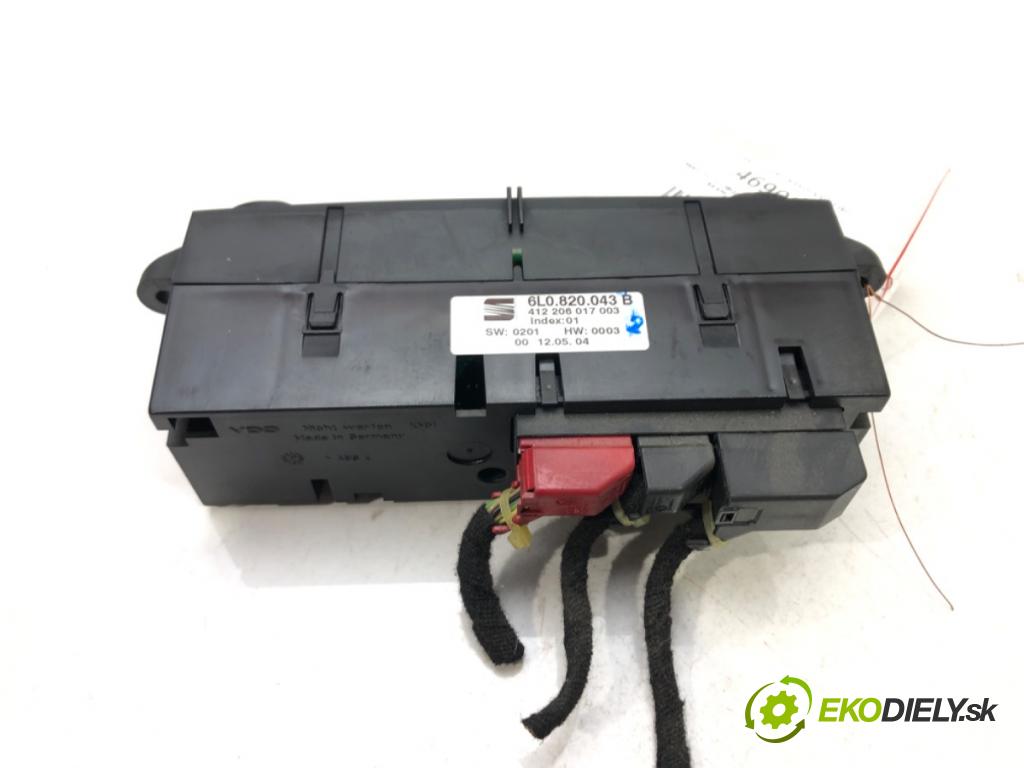 SEAT IBIZA III (6L1) 2002 - 2009    1.2 47 kW [64 KM] benzyna 2002 - 2006  Panel ovládania kúrenia 6L0820043B (Prepínače, spínače, tlačidlá a ovládače kúrenia)