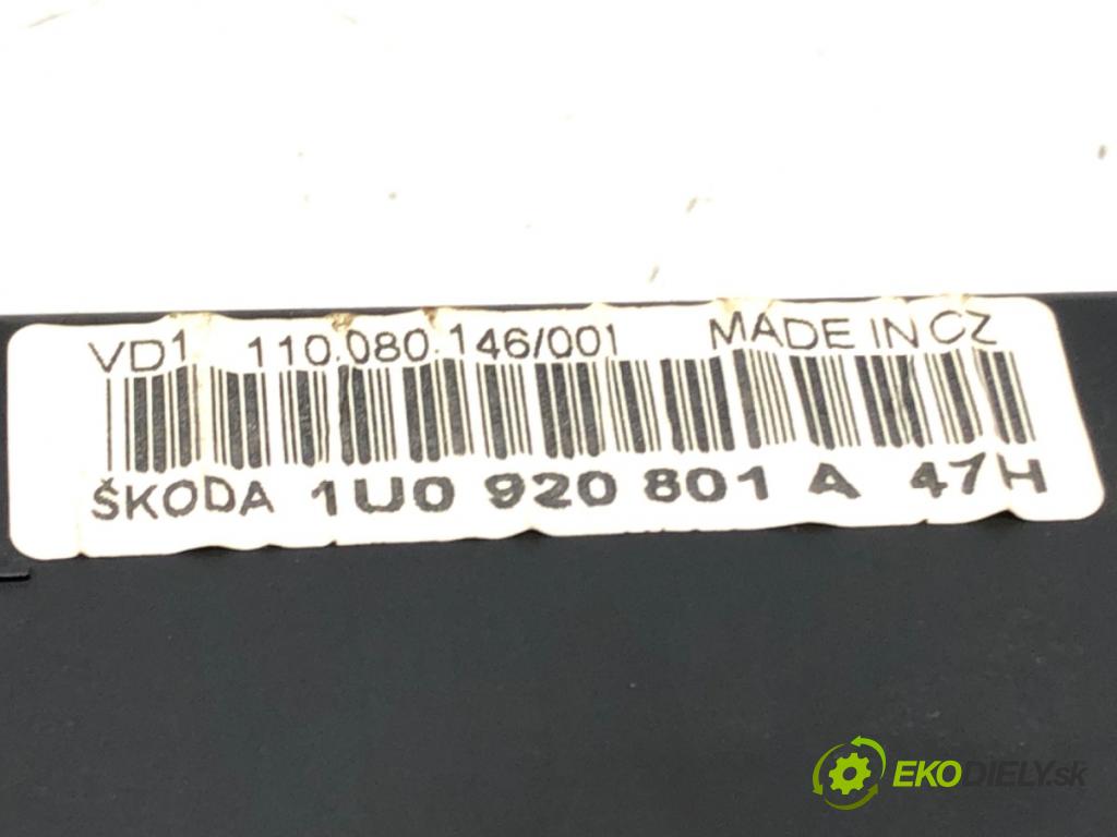 SKODA OCTAVIA I (1U2) 1996 - 2010    1.4 16V 55 kW [75 KM] benzyna 2000 - 2010  Prístrojovka 1U0920801A (Prístrojové dosky, displeje)