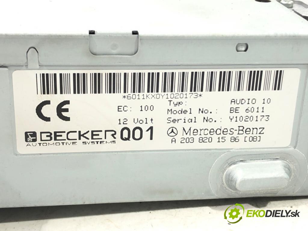 MERCEDES-BENZ KLASA C (W203) 2000 - 2007    C 180 (203.035) 95 kW [129 KM] benzyna 2000 - 2002  RADIO A2038201586 (Audio zariadenia)