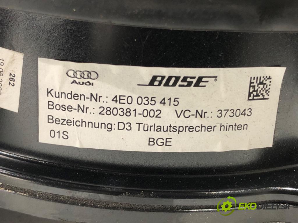 AUDI A8 D3 (4E2, 4E8) 2002 - 2010    S8 quattro 331 kW [450 KM] benzyna 2006 - 2010  reproduktory BOSE 4E0035412D 4E0035415