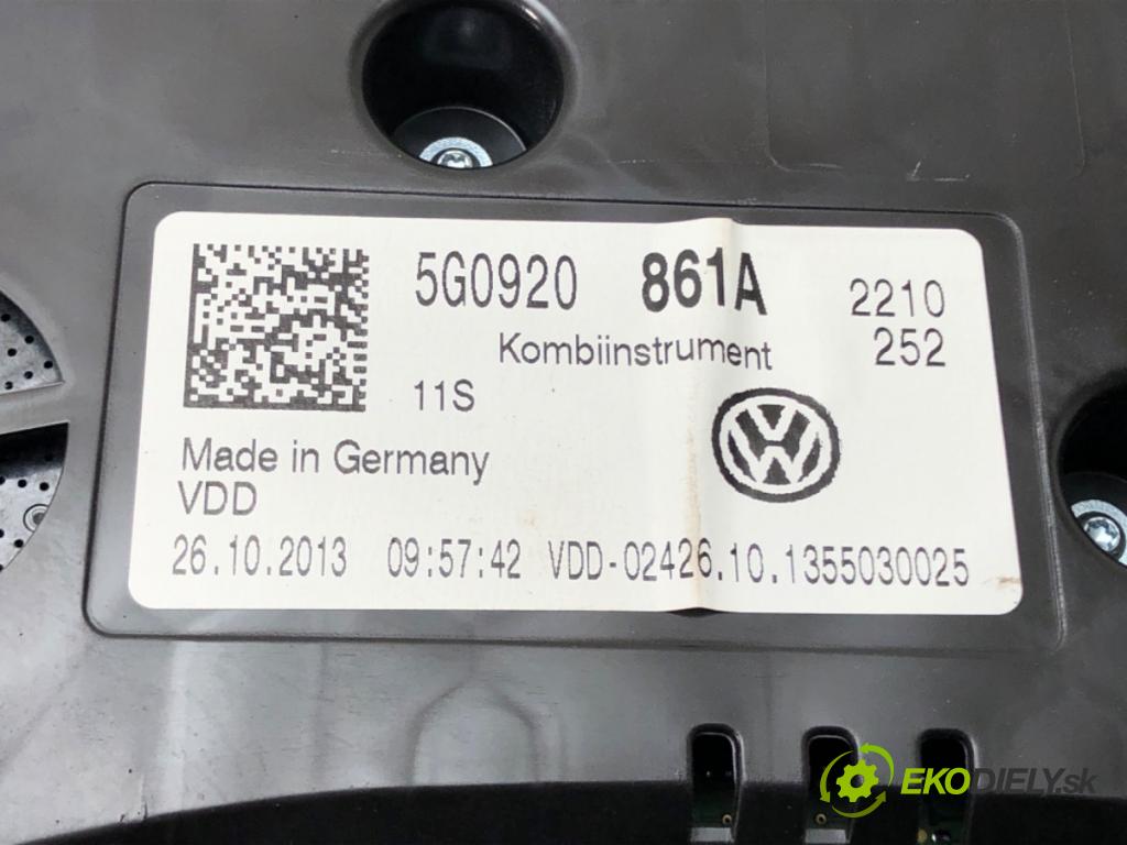 VW GOLF VAN VII Variant (BA5) 2013 - 2017    1.6 TDi BlueMotion 77 kW [105 KM] olej napędowy 20  Prístrojovka 5G0920861A (Prístrojové dosky, displeje)
