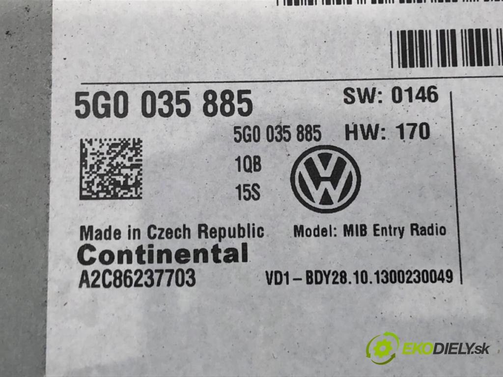 VW GOLF VAN VII Variant (BA5) 2013 - 2017    1.6 TDi BlueMotion 77 kW [105 KM] olej napędowy 20  RADIO 5G0035885 (Audio zařízení)