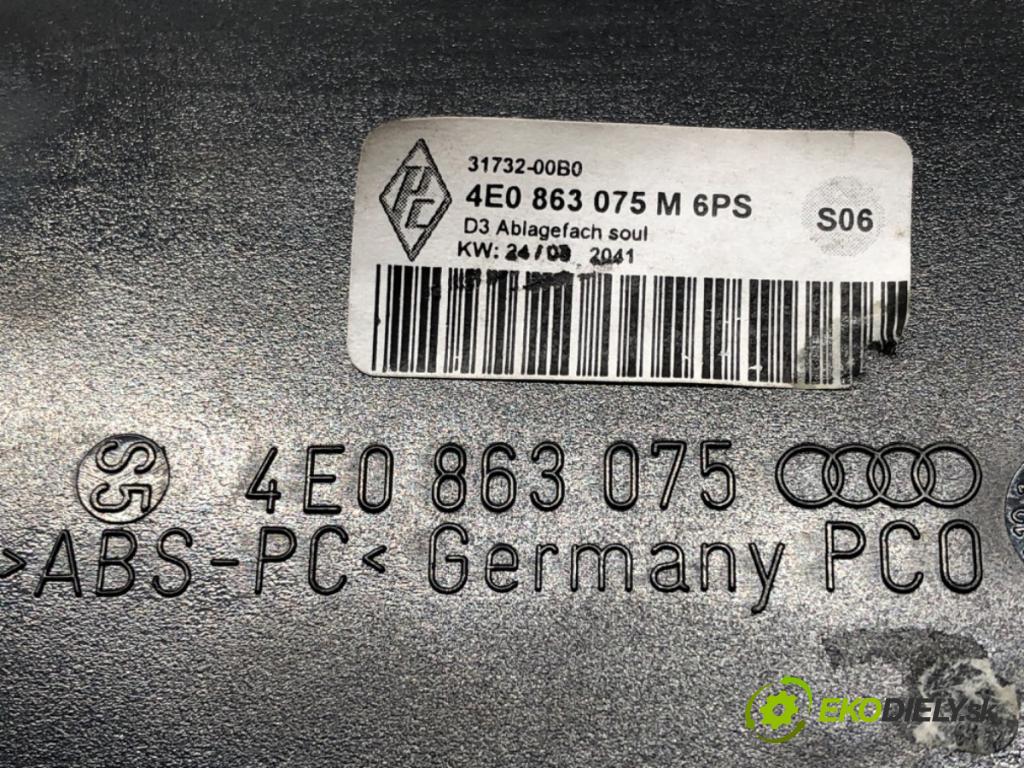 AUDI A8 D3 (4E2, 4E8) 2002 - 2010    S8 quattro 331 kW [450 KM] benzyna 2006 - 2010  Priehradka, kastlík Pláto pod telefón 4E0863075M