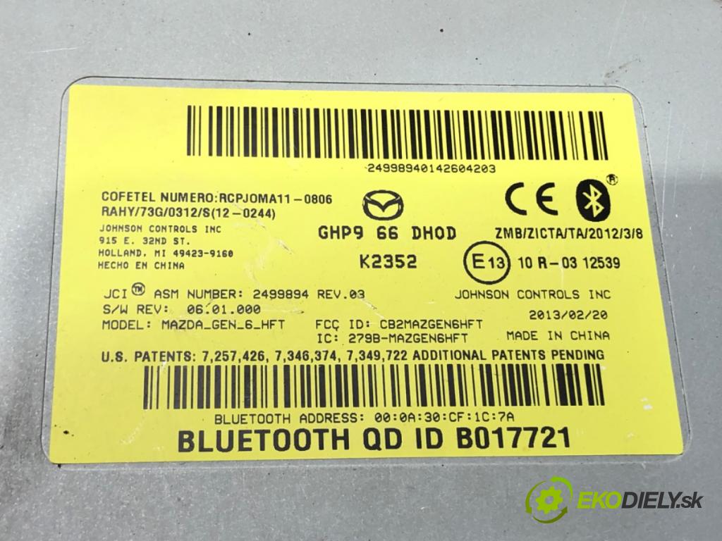 MAZDA 6 sedan (GJ, GL) 2012 - 2022    2.0 (GJEFP) 121 kW [165 KM] benzyna 2013 - 2022  Modul BLUETOOTH B017721 (Ostatné)