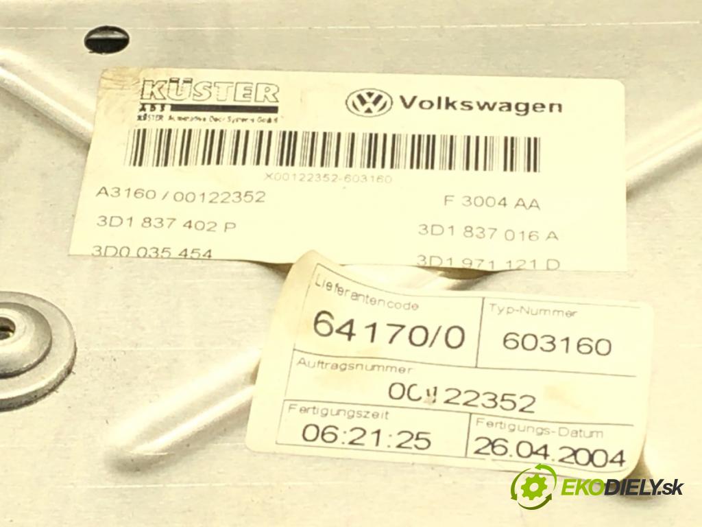 VW PHAETON (3D1, 3D2, 3D3, 3D4, 3D6, 3D7, 3D8, 3D9) 2002 - 2016    4.2 V8 4motion 246 kW [335 KM] benzyna 2003 - 2016  Mechanizmus okna predný pravy 3D1959702E (Ostatné)