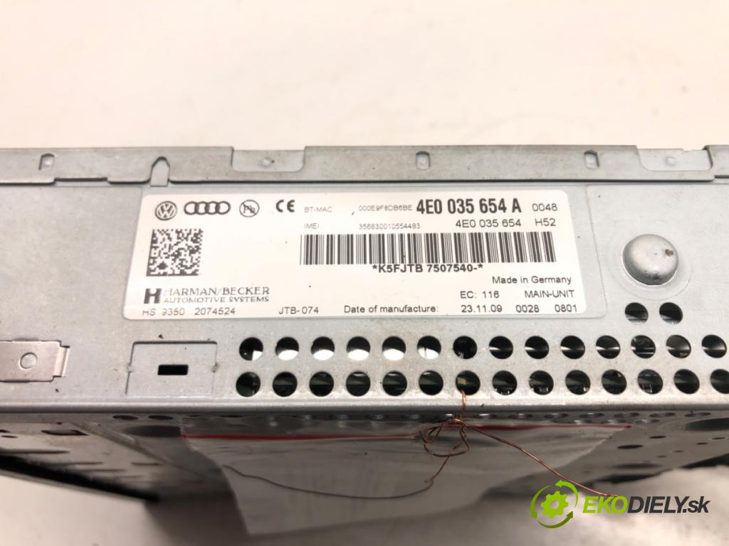 AUDI A6 C6 Avant (4F5) 2004 - 2011    2.7 TDI 140 kW [190 KM] olej napędowy 2008 - 2011  čítač MMI MULTIMEDIA: 4E0035654A